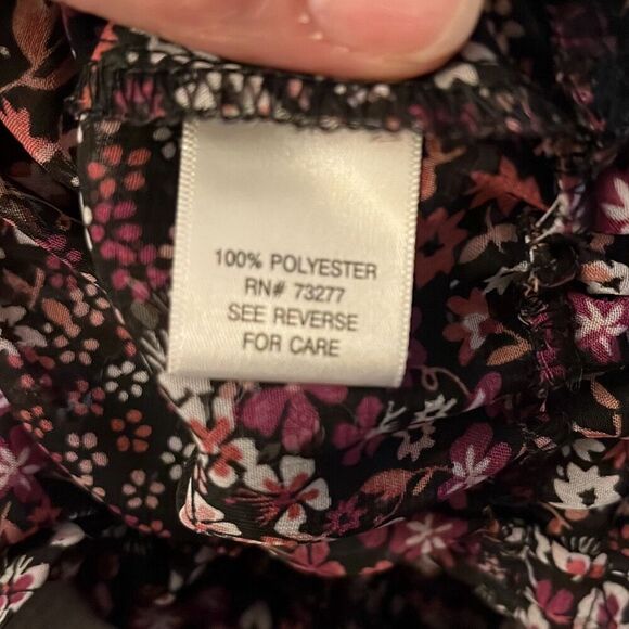 Apt 9 small black sheer blouse with pink and white‎ flowers - Alison - Picture 4 of 4